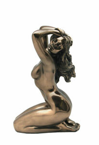 髪の長い女性の裸像 裸婦置物アクセントヌードオブジェセクシー ブロンズ風 女性ヌード フィギュア エロティック・アート 彫刻 彫像裸女