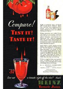 ●068F　1933年のレトロ広告　ハイツ・トマト・ジュース HEINZ　