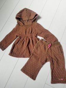 babyGAP sweatshirt & pants setup 80. tea color polka dot pattern /408