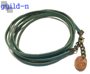 guild-n * leather leather blue green blue green anklet bracele choker turning round and round to coil LAP bracele flair stamp men's 