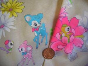  Showa Retro cloth * Bambi small bird . flower . comb * collection remake 