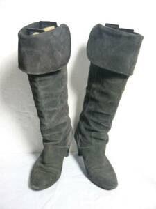  No-brand suede boots 38 24.0cm Italy made A269-75