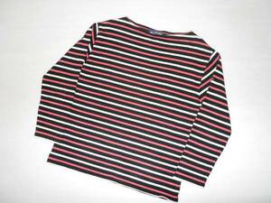  St. James bus k shirt long sleeve border T-shirt black × white × red M (3E
