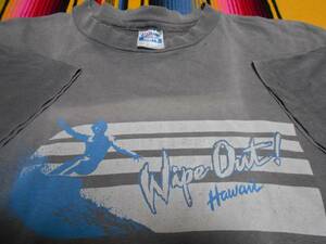 １９８０年代製 WIPE OUT HAWAII HANES BEEFY MADE IN USA サーフィン オールドサーフ ヘインズ VINTAGE SURFING SURFER TOM CURREN OP