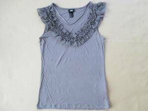 H &amp; M Tank Top Frill Mocha Brown Tea S