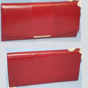 エトワール20,3㎝女性用赤革がま口式長財布とても綺麗　〇C10-141-2