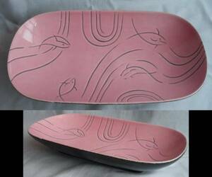 50's ピンク色のさかな・魚柄の皿 ビンテージ ロカビリー アトミック