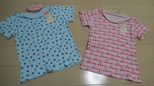 (158)新品　女児半袖シャツ（100）綿100％2枚組ブルー・ピンク