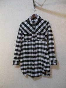 VIVAYOU black white check flannel shirt tunic (USED)120815②