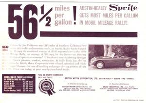 *1960 year. automobile advertisement Austin Healey sprite 4