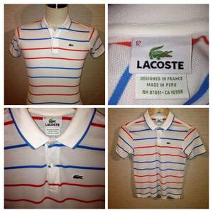 ◆送料164円◆LACOSTE ラコステ 半袖 ポロシャツ ボーダー 12 白