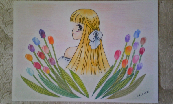 Ilustración de arte original dibujada a mano ☆Tulipanes☆, Historietas, Productos de anime, Ilustración dibujada a mano