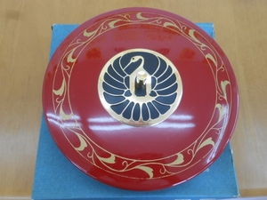 ** Showa Retro * lacquer ware . crane cover attaching hors d'oeuvre container 