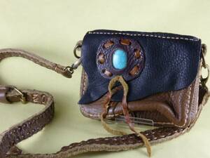 * soft leather patchwork pouch * cow leather ①