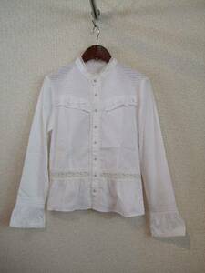 pourlafrime белый оборка имеется длинный рукав блуза (USED)20714)