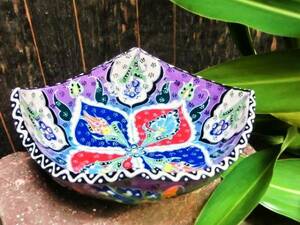 Art hand Auction One of a kind in the world! [Free shipping with conditions] ☆ Brand new ☆ Turkish pottery colorful hand-painted bowl ⑦ Square 16cm, Western tableware, bowl, salad bowl