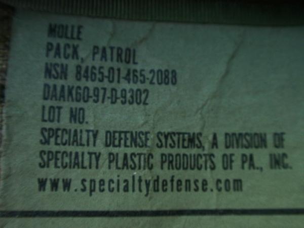 usa米軍実物 MOLLE1 パトロールアサルトバック 87