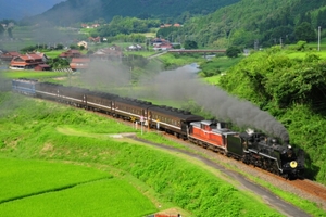 鉄道 デジ 写真 画像 SLやまぐち号 C57 DD51 重連 青12系連結 8