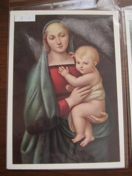 明信片★拉斐尔大公的圣母玛利亚★圣母子基督教绘画明信片, 古董, 收藏, 印刷品, 其他的
