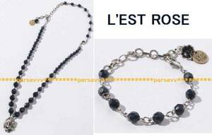  new goods paper tag attaching * L'Est Rose * Petit Flower 2way necklace & bracele navy blue 