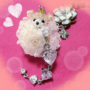  hand made * strap * bear / rose / wedding / Heart / crystal 