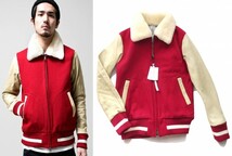 N(N) BY ナンバーナイン ムートン ボア レザー スタジャン 3 Varsity Jacket_画像1