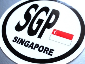 Z0F●ビークルID シンガポール国旗ステッカー 7.5cmサイズ●円形 丸型 屋外耐候耐水シール Singapore Flag decal_ AS