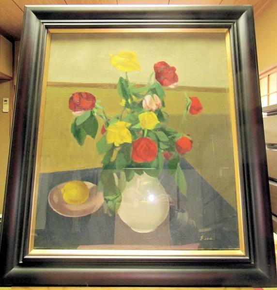 「真作」田中圭三『花の衣』静物画　油彩画　額装　サイン有り　F10号 田中祥三「花の裸婦」油彩 P15号 サイン裏書有 額装 タトウ箱