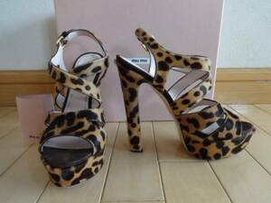 MIUMIU MiuMiu * beautiful goods \99,750* Leopard pattern pumps 37 sandals 