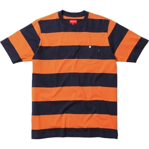 希少★新品本物【紺/橙★XLサイズ】Striped Pocket Tee ストライプ ポケット 激レアモデル 名作 シュプリーム 正規店購入 入手困難 Supreme