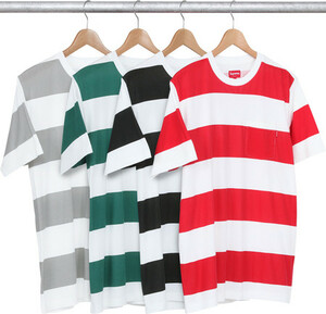 希少★新品本物【GREEN★Lサイズ】★Block Stripe Tee ブロック ストライプ 正規店購入 激レア 限定 シュプリーム 入手困難 Supreme 2014SS