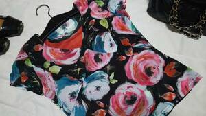 [MOGA] somewhat .. feeling chiffon manner beautiful color print cut and sewn 