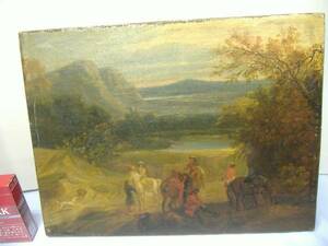 油絵　1700年頃　アンティーク　西欧　板　 Ｆ4　　売切