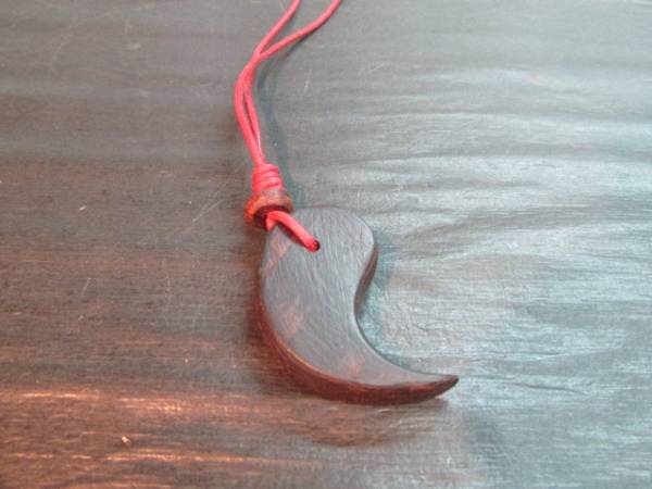 Rosewood oil finish magatama pendant, Handmade, Accessories (for women), necklace, pendant, choker