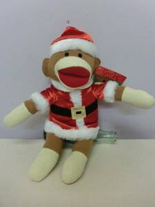 ソックモンキー◆ぬいぐるみ 人形 クリスマス サンタ 40㎝◆Sock Monkey Doll Stuffed Plush Vintage 猿 レトロ ソックスモンキー