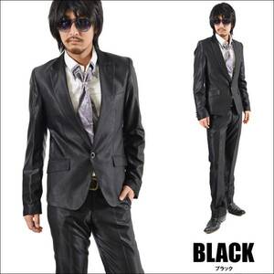 【Place plan】1Bシャンブレースーツ☆ブラック新品M