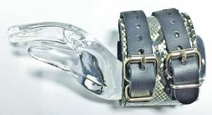 new goods # imitation leather W loop bracele # python . pattern print # white black 