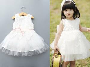  Kids детская одежда Princess One-piece / белый / гонки / casual вечернее платье день рождения свадьба 120cm