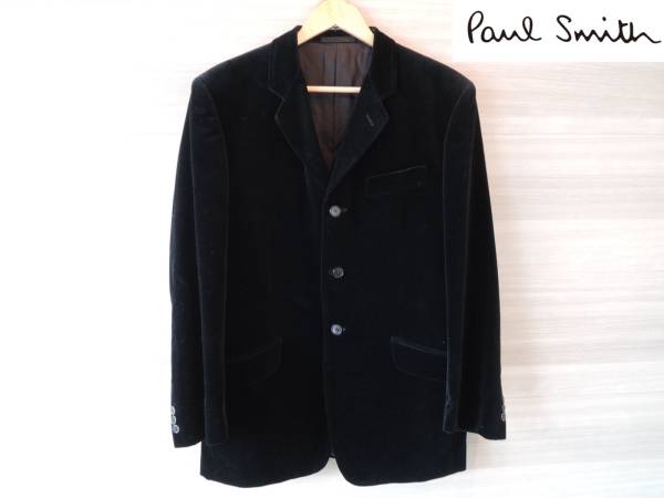 ポールスミス Paul Smith ジャケット ベロア 黒 美品 XL】ポールスミス ベロア テーラードジャケット ブラック