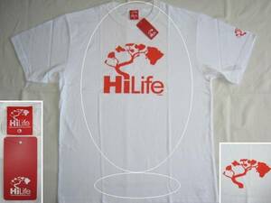 ★新品 日焼けの変色有 ハワイ発ローカルブランド HiLife ハイライフ Tシャツ L 白×オレンジ HAWAII ALOHAの精神 カイル・シマブクロ★