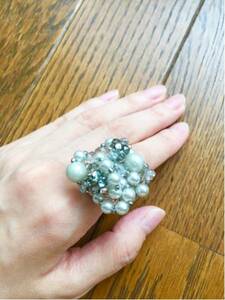 Y19440 price cut prompt decision new goods Grace Continental pearl ring silver Swarovski cut glass rhinestone pearl 