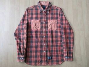 STUSSY block check pattern flannel shirt M cotton 100% Stussy Buffalo long sleeve Work WORK outdoor camp skateboard 