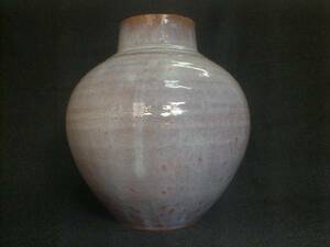 淡い紫　鮮やか白釉薬　24x19.5cm　2.2kg　和風陶器製飾り花瓶