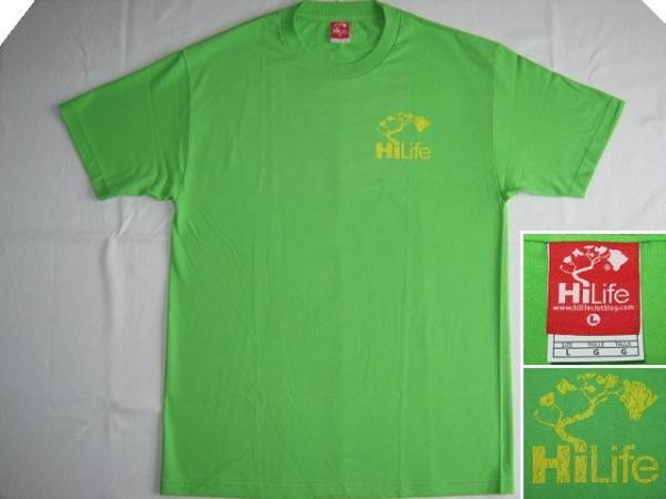 ★新品 ハワイ発 HiLife ハイライフ 半袖Tシャツ L ライムグリーン×イエロー 緑黄 HAWAII 8つのハワイ諸島が枝葉となって繋がっている姿★