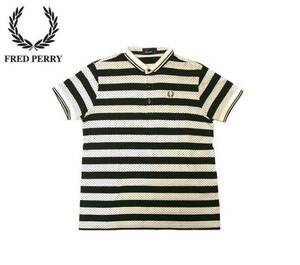 #古着屋大和 #送料無料 日本製 FRED PERRY #フレッドペリー 月桂樹 ローレル ボーダー ドット 水玉 #ポロシャツ #ポロ M ブラック ホワイト