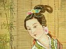 Art hand Auction A_Portrait of a Chinese Qing Dynasty Court Beauty/Hand-painted on a thin bamboo blind/○Ensai/Gi-en/Hand-painted, Painting, Japanese painting, person, Bodhisattva