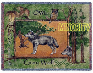 狼タペストリーラグ Gray Wolf Throw / 狼 / ウルフ / WOLF / オオカミ / おおかみ / キャンプ / アウトドア / RVにも！