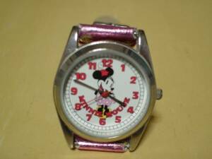 珍品　デザイン　アンティーク　DISNEY　ミニーマウスの女性用腕時計　ピンク　バンド