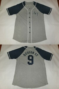 ★AEROPOSTALE★NY HUDSON ST.刺繍ベースボール型半袖シャツUS M