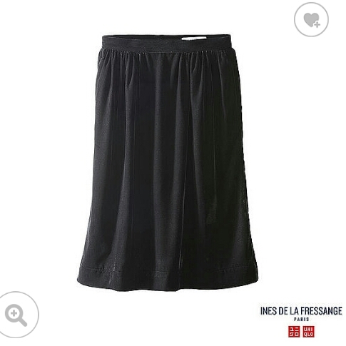 【新品・W58・ブラック】ユニクロ×イネス ベルベットスカート ギャザースカート フォーマル 会式にも　オケージョン　黒　パーティ